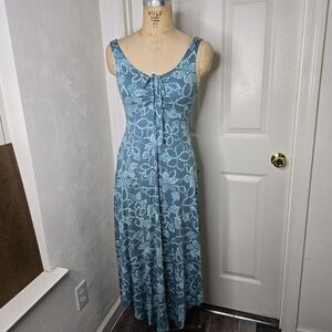 Z Supply Teal print knit maxi dress aline womens S